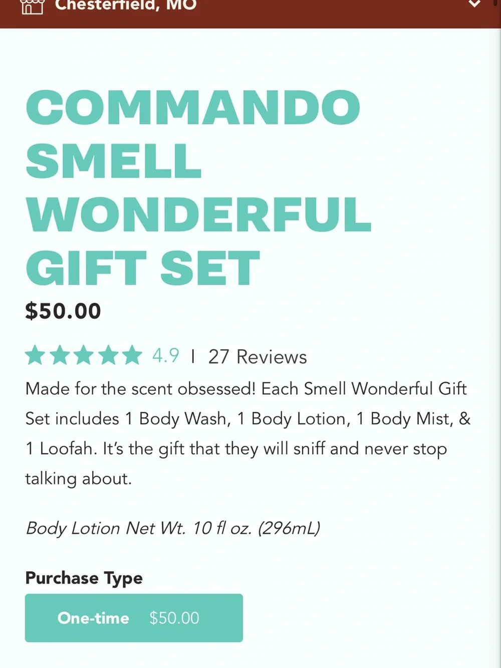 Buff City Soap Commando For Him Gift Set Body Wash Body Lotion + Body Mist